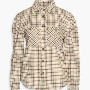 MARANT ÉTOILE Falco checked flannel shirt, Ecru, NWT (french size 34)